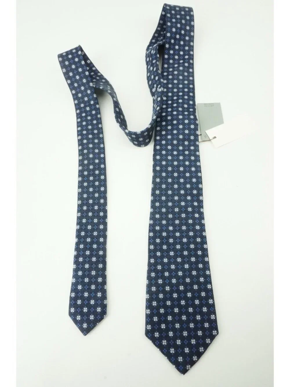 Canali Indigo Cobalt Ivory Woven Ditsy Micro Floral Silk Tie Brand New With Tags